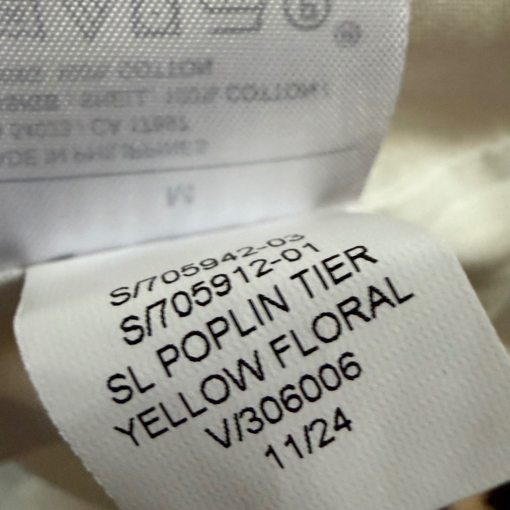 Banana Republic Poplin Floral Halter Dress M Yellow White Ruffle Pockets Coastal - Picture 11 of 13